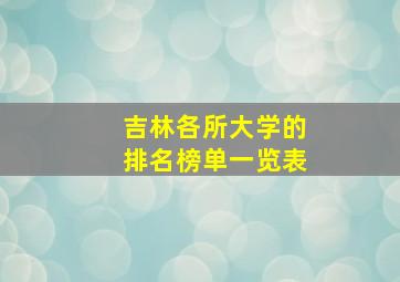 吉林各所大学的排名榜单一览表