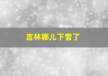 吉林哪儿下雪了