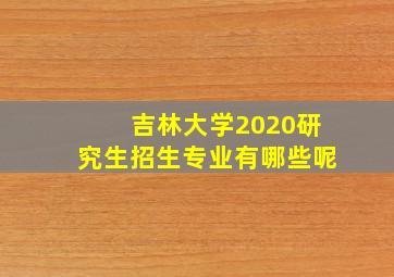 吉林大学2020研究生招生专业有哪些呢