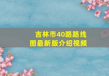 吉林市40路路线图最新版介绍视频