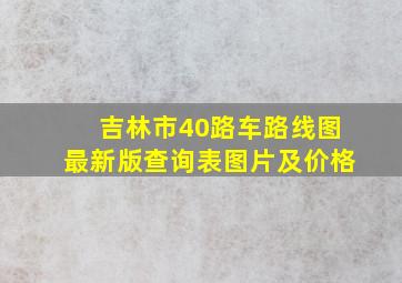 吉林市40路车路线图最新版查询表图片及价格