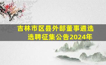 吉林市区县外部董事遴选选聘征集公告2024年