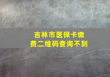 吉林市医保卡缴费二维码查询不到