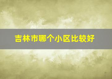 吉林市哪个小区比较好