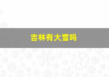 吉林有大雪吗