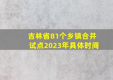 吉林省81个乡镇合并试点2023年具体时间