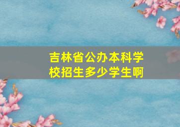 吉林省公办本科学校招生多少学生啊