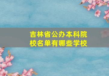 吉林省公办本科院校名单有哪些学校