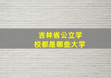 吉林省公立学校都是哪些大学