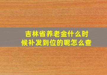 吉林省养老金什么时候补发到位的呢怎么查