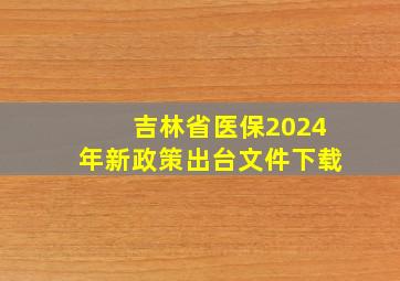 吉林省医保2024年新政策出台文件下载