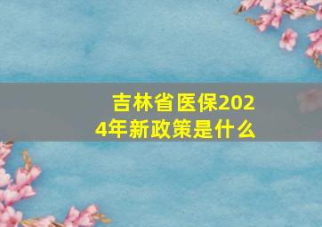 吉林省医保2024年新政策是什么