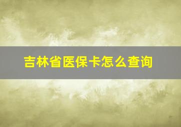 吉林省医保卡怎么查询