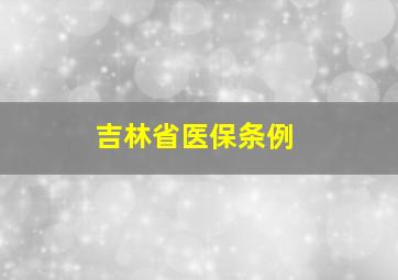 吉林省医保条例