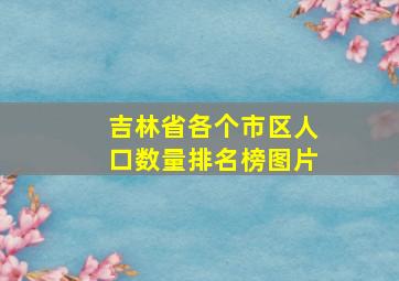 吉林省各个市区人口数量排名榜图片