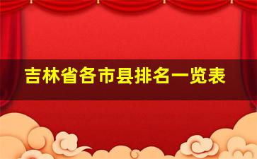 吉林省各市县排名一览表