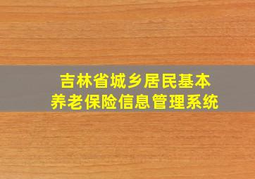 吉林省城乡居民基本养老保险信息管理系统