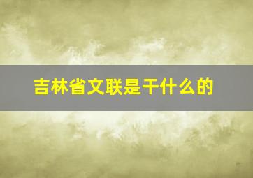 吉林省文联是干什么的