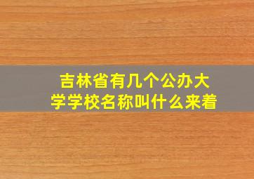 吉林省有几个公办大学学校名称叫什么来着