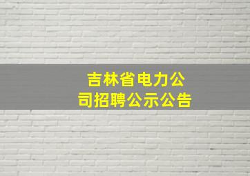 吉林省电力公司招聘公示公告