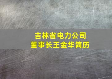 吉林省电力公司董事长王金华简历