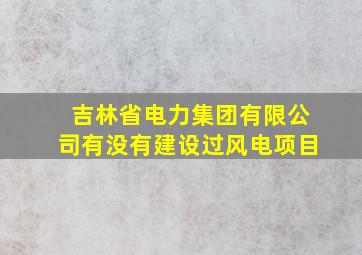 吉林省电力集团有限公司有没有建设过风电项目