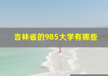 吉林省的985大学有哪些