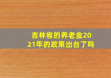 吉林省的养老金2021年的政策出台了吗