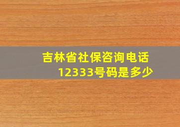 吉林省社保咨询电话12333号码是多少