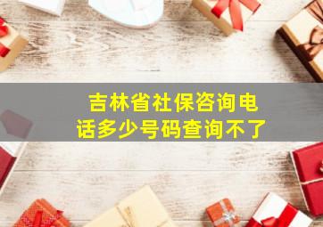 吉林省社保咨询电话多少号码查询不了