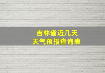 吉林省近几天天气预报查询表