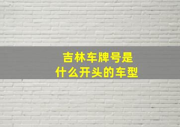 吉林车牌号是什么开头的车型