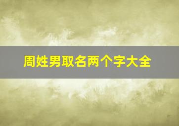 周姓男取名两个字大全