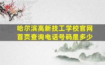 哈尔滨高新技工学校官网首页查询电话号码是多少