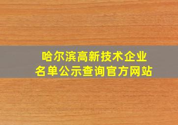 哈尔滨高新技术企业名单公示查询官方网站