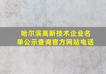 哈尔滨高新技术企业名单公示查询官方网站电话