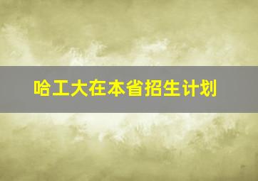 哈工大在本省招生计划