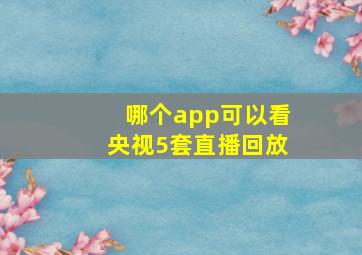 哪个app可以看央视5套直播回放