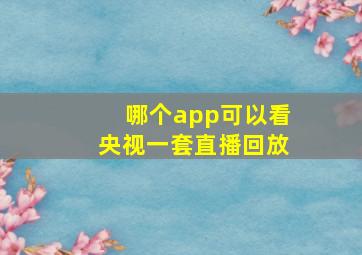 哪个app可以看央视一套直播回放