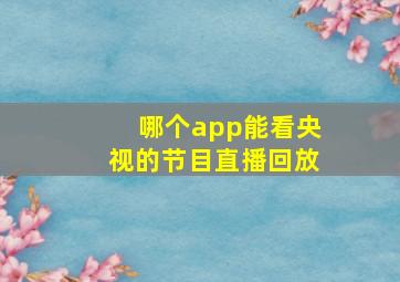 哪个app能看央视的节目直播回放