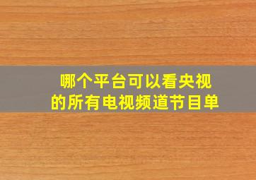 哪个平台可以看央视的所有电视频道节目单