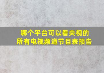 哪个平台可以看央视的所有电视频道节目表预告