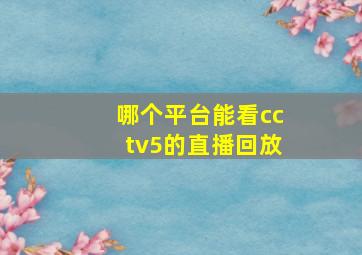 哪个平台能看cctv5的直播回放