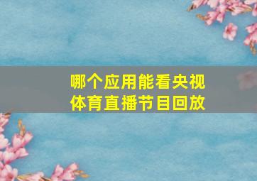 哪个应用能看央视体育直播节目回放