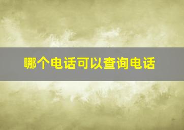 哪个电话可以查询电话