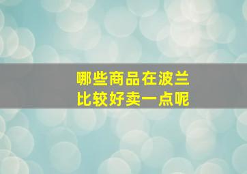 哪些商品在波兰比较好卖一点呢