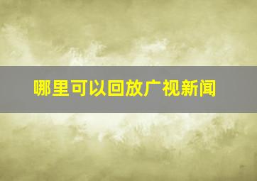 哪里可以回放广视新闻