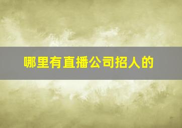 哪里有直播公司招人的