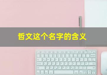 哲文这个名字的含义