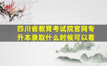 四川省教育考试院官网专升本录取什么时候可以看